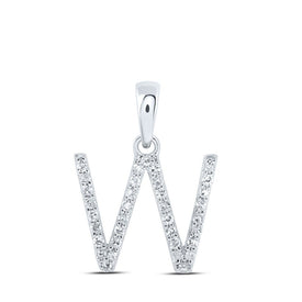 10kt White Gold Diamond Initial Pendant - Personalized Elegance Top view from the 10Kt White Gold Womens Round Diamond W Initial Letter Pendant 1 8 Cttwpin216325 collection by Splendid Jewellery