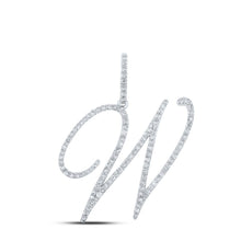 Load image into Gallery viewer, Radiant Reflections: 10kt White Gold Diamond Initial &amp; Letter Pendant Top view from the 10Kt White Gold Womens Round Diamond W Initial Letter Pendant 5 8 Cttwpin217080 collection by Splendid Jewellery