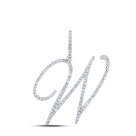 Radiant Reflections: 10kt White Gold Diamond Initial & Letter Pendant Top view from the 10Kt White Gold Womens Round Diamond W Initial Letter Pendant 5 8 Cttwpin217080 collection by Splendid Jewellery
