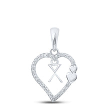 Load image into Gallery viewer, 10kt White Gold Diamond X Heart Initial Pendant - Personalized Elegance Top view from the 10Kt White Gold Womens Round Diamond X Heart Letter Pendant 1 10 Cttwpin213658 collection by Splendid Jewellery