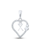 10kt White Gold Diamond X Heart Initial Pendant - Personalized Elegance Top view from the 10Kt White Gold Womens Round Diamond X Heart Letter Pendant 1 10 Cttwpin213658 collection by Splendid Jewellery