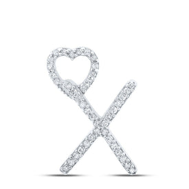 10kt White Gold Diamond Initial & Letter Pendant: Personalized Elegance in a Captivating Design Top view from the 10Kt White Gold Womens Round Diamond X Heart Letter Pendant 1 8 Cttwpin213983 collection by Splendid Jewellery