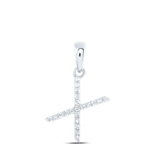 Load image into Gallery viewer, Romantic Brilliance: 10kt White Gold Diamond X Initial Pendant Top view from the 10Kt White Gold Womens Round Diamond X Initial Letter Pendant 1 10 Cttwpin216321 collection by Splendid Jewellery