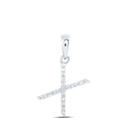Romantic Brilliance: 10kt White Gold Diamond X Initial Pendant Top view from the 10Kt White Gold Womens Round Diamond X Initial Letter Pendant 1 10 Cttwpin216321 collection by Splendid Jewellery