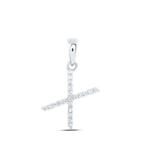 Romantic Brilliance: 10kt White Gold Diamond X Initial Pendant Top view from the 10Kt White Gold Womens Round Diamond X Initial Letter Pendant 1 10 Cttwpin216321 collection by Splendid Jewellery