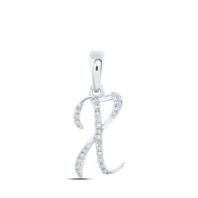 Load image into Gallery viewer, 10kt White Gold Diamond Initial Pendant - Personalized Elegance Top view from the 10Kt White Gold Womens Round Diamond X Initial Letter Pendant 1 12 Cttwpin216159 collection by Splendid Jewellery