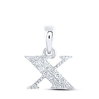 10kt White Gold Diamond Initial Pendant - Personalized Elegance Top view from the 10Kt White Gold Womens Round Diamond X Initial Letter Pendant 1 20 Cttwpin216261 collection by Splendid Jewellery