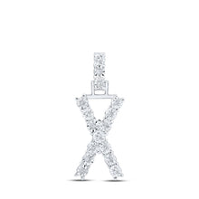Load image into Gallery viewer, 10kt White Gold Diamond Initial X Pendant - Personalized Elegance Top view from the 10Kt White Gold Womens Round Diamond X Initial Letter Pendant 1 12 Cttwpin219160 collection by Splendid Jewellery