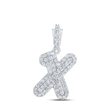 Load image into Gallery viewer, Romantic Reflections: 10kt White Gold Diamond X Initial Pendant Top view from the 10Kt White Gold Womens Round Diamond X Initial Letter Pendant 1 5 Cttwpin216572 collection by Splendid Jewellery