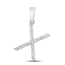 Load image into Gallery viewer, Elegant Brilliance: 10kt White Gold Diamond Initial Pendant Top view from the 10Kt White Gold Womens Round Diamond X Initial Letter Pendant 1 6 Cttwpin289243 collection by Splendid Jewellery