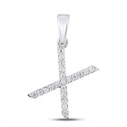 Elegant Brilliance: 10kt White Gold Diamond Initial Pendant Top view from the 10Kt White Gold Womens Round Diamond X Initial Letter Pendant 1 6 Cttwpin289243 collection by Splendid Jewellery
