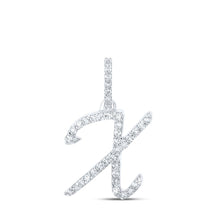 Load image into Gallery viewer, Radiant Reflections: White Gold Diamond Initial Pendant Top view from the 10Kt White Gold Womens Round Diamond X Initial Letter Pendant 1 6 Cttwpin216051 collection by Splendid Jewellery