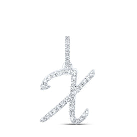 Radiant Reflections: White Gold Diamond Initial Pendant Top view from the 10Kt White Gold Womens Round Diamond X Initial Letter Pendant 1 6 Cttwpin216051 collection by Splendid Jewellery