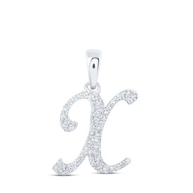 Elegant Diamond X Initial Pendant in 10kt White Gold - Personalized Brilliance Top view from the 10Kt White Gold Womens Round Diamond X Initial Letter Pendant 1 8 Cttwpin216959 collection by Splendid Jewellery