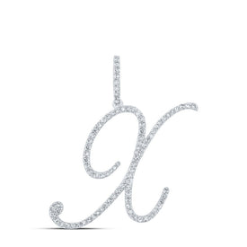 Sparkling Diamond X Initial Pendant - Personalized Elegance in White Gold Top view from the 10Kt White Gold Womens Round Diamond X Initial Letter Pendant 5 8 Cttwpin217085 collection by Splendid Jewellery