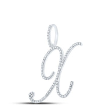Load image into Gallery viewer, Sparkling Diamond X Initial Pendant - Personalized Elegance in White Gold Side view from the 10Kt White Gold Womens Round Diamond X Initial Letter Pendant 5 8 Cttwpin217085 collection by Splendid Jewellery