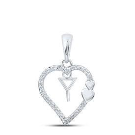 10kt White Gold Diamond Initial & Letter Pendant - Personalized Elegance Top view from the 10Kt White Gold Womens Round Diamond Y Heart Letter Pendant 1 10 Cttwpin213659 collection by Splendid Jewellery