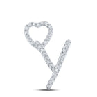 10kt White Gold Diamond Initial Heart Pendant - Personalized Jewelry for Her Top view from the 10Kt White Gold Womens Round Diamond Y Heart Letter Pendant 1 10 Cttwpin213910 collection by Splendid Jewellery