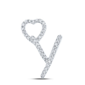 10kt White Gold Diamond Initial Heart Pendant - Personalized Jewelry for Her Top view from the 10Kt White Gold Womens Round Diamond Y Heart Letter Pendant 1 10 Cttwpin213910 collection by Splendid Jewellery