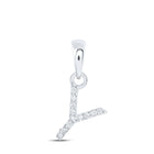 Y Initial Diamond Pendant in 10kt White Gold - A Personalized Touch of Elegance Top view from the 10Kt White Gold Womens Round Diamond Y Initial Letter Pendant 03 Cttwpin216648 collection by Splendid Jewellery