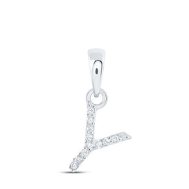 Y Initial Diamond Pendant in 10kt White Gold - A Personalized Touch of Elegance Top view from the 10Kt White Gold Womens Round Diamond Y Initial Letter Pendant 03 Cttwpin216648 collection by Splendid Jewellery