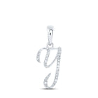 Sparkling Diamond Initial Pendant in 10kt White Gold - Personalized Elegance Top view from the 10Kt White Gold Womens Round Diamond Y Initial Letter Pendant 1 10 Cttwpin216142 collection by Splendid Jewellery