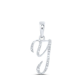 Sparkling Diamond Initial Pendant in 10kt White Gold - Personalized Elegance Top view from the 10Kt White Gold Womens Round Diamond Y Initial Letter Pendant 1 10 Cttwpin216142 collection by Splendid Jewellery