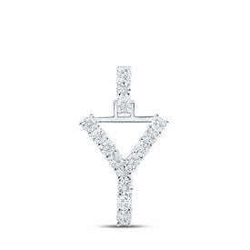 Radiant Reflections: 10kt White Gold Diamond Initial Pendant Top view from the 10Kt White Gold Womens Round Diamond Y Initial Letter Pendant 1 12 Cttwpin219167 collection by Splendid Jewellery