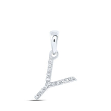 Load image into Gallery viewer, 10kt White Gold Diamond Initial Pendant - Personalized Elegance at its Finest Top view from the 10Kt White Gold Womens Round Diamond Y Initial Letter Pendant 1 12 Cttwpin216326 collection by Splendid Jewellery