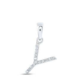 10kt White Gold Diamond Initial Pendant - Personalized Elegance at its Finest Top view from the 10Kt White Gold Womens Round Diamond Y Initial Letter Pendant 1 12 Cttwpin216326 collection by Splendid Jewellery
