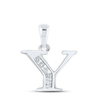10kt White Gold Diamond Initial Pendant - Sparkling Letter "Y" Necklace Top view from the 10Kt White Gold Womens Round Diamond Y Initial Letter Pendant 1 20 Cttwpin280674 collection by Splendid Jewellery