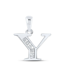 10kt White Gold Diamond Initial Pendant - Sparkling Letter 