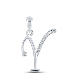 Y Initial Brilliance: 10kt White Gold Diamond Pendant Top view from the 10Kt White Gold Womens Round Diamond Y Initial Letter Pendant 1 20 Cttwpin282006 collection by Splendid Jewellery
