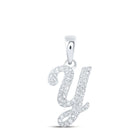 Sparkling Diamond Initial Necklace | 10kt White Gold Round Diamond Y Initial Pendant 1/5 Cttw | Splendid Jewellery Top view from the 10Kt White Gold Womens Round Diamond Y Initial Letter Pendant 1 5 Cttwpin216942 collection by Splendid Jewellery