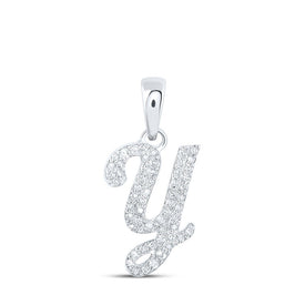 Sparkling Diamond Initial Necklace | 10kt White Gold Round Diamond Y Initial Pendant 1/5 Cttw | Splendid Jewellery Top view from the 10Kt White Gold Womens Round Diamond Y Initial Letter Pendant 1 5 Cttwpin216942 collection by Splendid Jewellery