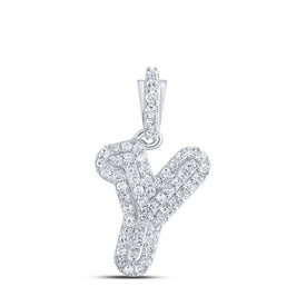 Radiant Brilliance: 10kt White Gold Womens Round Diamond Y Initial Letter Pendant Top view from the 10Kt White Gold Womens Round Diamond Y Initial Letter Pendant 1 6 Cttwpin216577 collection by Splendid Jewellery