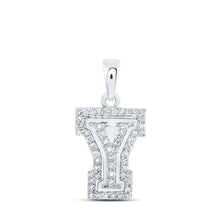 Load image into Gallery viewer, 10kt White Gold Diamond Initial &amp; Letter Pendant - Personalized Elegance Top view from the 10Kt White Gold Womens Round Diamond Y Initial Letter Pendant 1 6 Cttwpin216270 collection by Splendid Jewellery