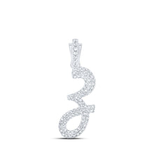 Load image into Gallery viewer, Sparkling Z Initial Diamond Pendant in 10kt White Gold Top view from the 10Kt White Gold Womens Round Diamond Z Cursive Initial Letter Pendant 1 3 Cttwpin216767 collection by Splendid Jewellery