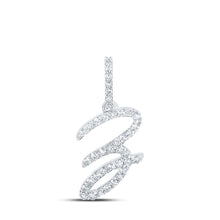 Load image into Gallery viewer, 10kt White Gold Diamond Initial Pendant - Personalized Elegance Top view from the 10Kt White Gold Womens Round Diamond Z Cursive Letter Pendant 1 6 Cttwpin216047 collection by Splendid Jewellery