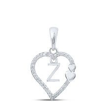 Load image into Gallery viewer, Enchanting Z-Heart Diamond Initial Pendant Top view from the 10Kt White Gold Womens Round Diamond Z Heart Letter Pendant 1 10 Cttwpin213642 collection by Splendid Jewellery
