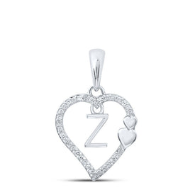 Enchanting Z-Heart Diamond Initial Pendant Top view from the 10Kt White Gold Womens Round Diamond Z Heart Letter Pendant 1 10 Cttwpin213642 collection by Splendid Jewellery