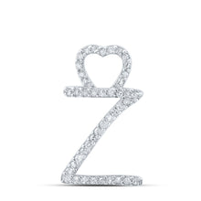 Load image into Gallery viewer, 10kt White Gold Heart Initial &amp; Letter Diamond Pendant - A Personalized Symbol of Elegance and Romance Top view from the 10Kt White Gold Womens Round Diamond Z Heart Letter Pendant 1 8 Cttwpin213915 collection by Splendid Jewellery
