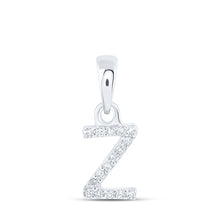 Load image into Gallery viewer, 10kt White Gold Diamond Initial Pendant - Personalized Elegance in Z Top view from the 10Kt White Gold Womens Round Diamond Z Initial Letter Pendant 03 Cttwpin216649 collection by Splendid Jewellery