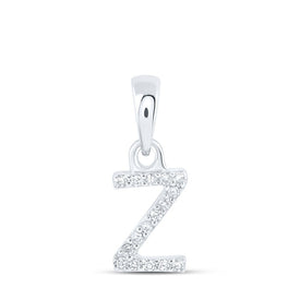 10kt White Gold Diamond Initial Pendant - Personalized Elegance in Z Top view from the 10Kt White Gold Womens Round Diamond Z Initial Letter Pendant 03 Cttwpin216649 collection by Splendid Jewellery