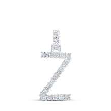 Load image into Gallery viewer, Zara&#39;s Dazzling Diamond Initial Pendant Top view from the 10Kt White Gold Womens Round Diamond Z Initial Letter Pendant 1 10 Cttwpin219164 collection by Splendid Jewellery