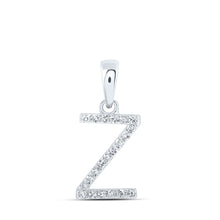 Load image into Gallery viewer, 10kt White Gold Diamond Initial &amp; Letter Pendant: A Sparkling Symbol of Personalized Elegance Top view from the 10Kt White Gold Womens Round Diamond Z Initial Letter Pendant 1 10 Cttwpin216377 collection by Splendid Jewellery