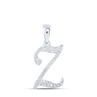 Zara's Dazzling Diamond Initial Pendant: 10kt White Gold, Personalized Elegance Top view from the 10Kt White Gold Womens Round Diamond Z Initial Letter Pendant 1 10 Cttwpin216944 collection by Splendid Jewellery