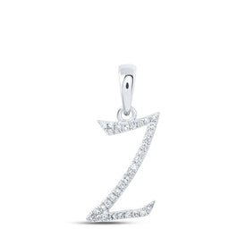 Sparkling Diamond Initial & Letter Pendant Top view from the 10Kt White Gold Womens Round Diamond Z Initial Letter Pendant 1 10 Cttwpin216144 collection by Splendid Jewellery