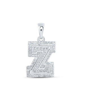 Diamond Initial & Letter Pendant | 10kt White Gold Womens Round Diamond Z Initial Letter Pendant 1/4 Cttw | Splendid Jewellery GND