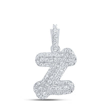 Load image into Gallery viewer, 10kt White Gold Diamond Initial Pendant - Personalized Elegance at Its Finest Top view from the 10Kt White Gold Womens Round Diamond Z Initial Letter Pendant 1 5 Cttwpin216574 collection by Splendid Jewellery